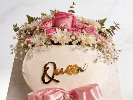 Mother's Day Blossom Cake Side View – Elegant Signature Floral Cake | Boutique de Fleurs Lahore Pakistan