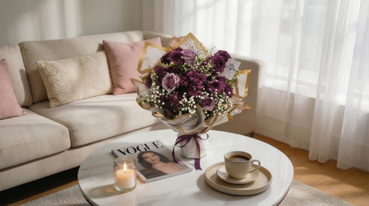 Fresh floral arrangement styled as home decor — Boutique de Fleurs Lahore