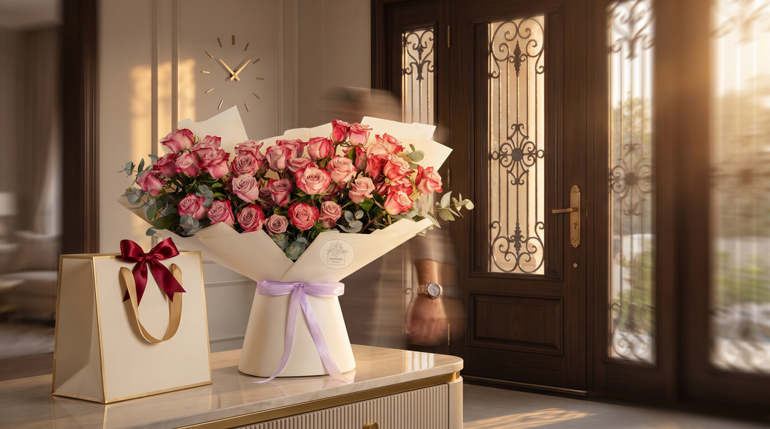 Colourful birthday flower bouquet — Boutique de Fleurs Lahore