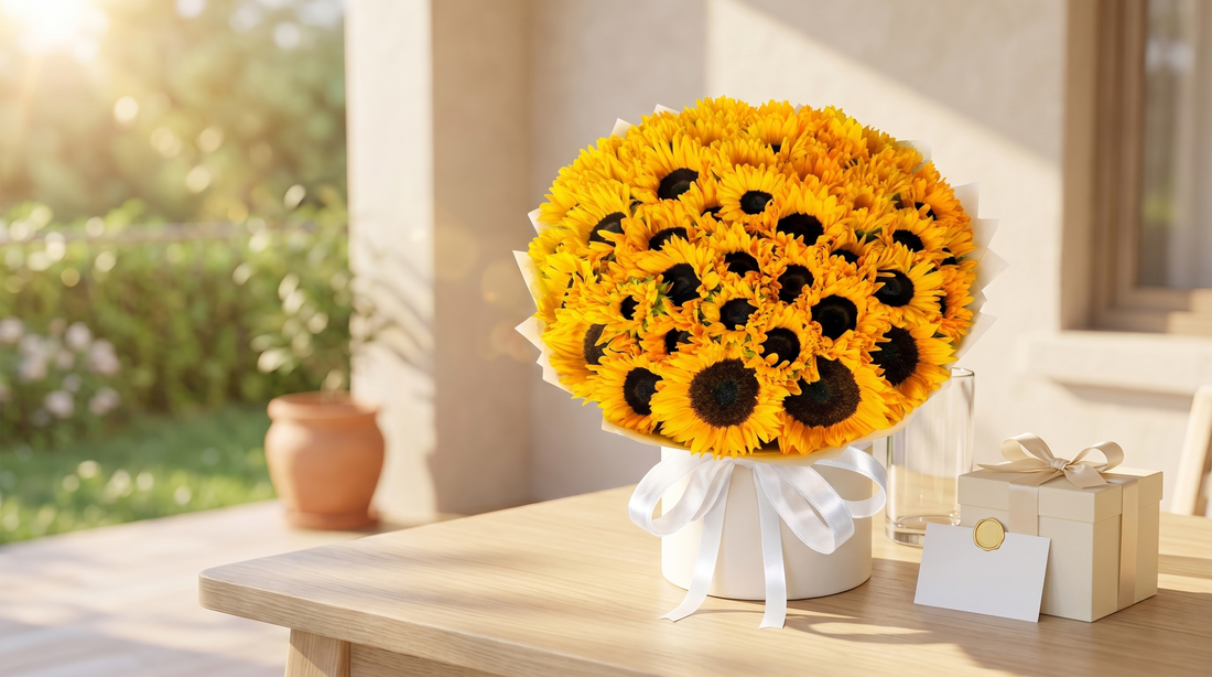 Bright yellow sunflower bouquet — Boutique de Fleurs Lahore