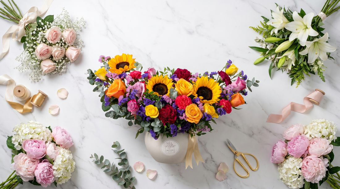 Elegant flower combination bouquet — Boutique de Fleurs Lahore