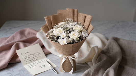 Apology flower bouquet in soft palette — Boutique de Fleurs Lahore