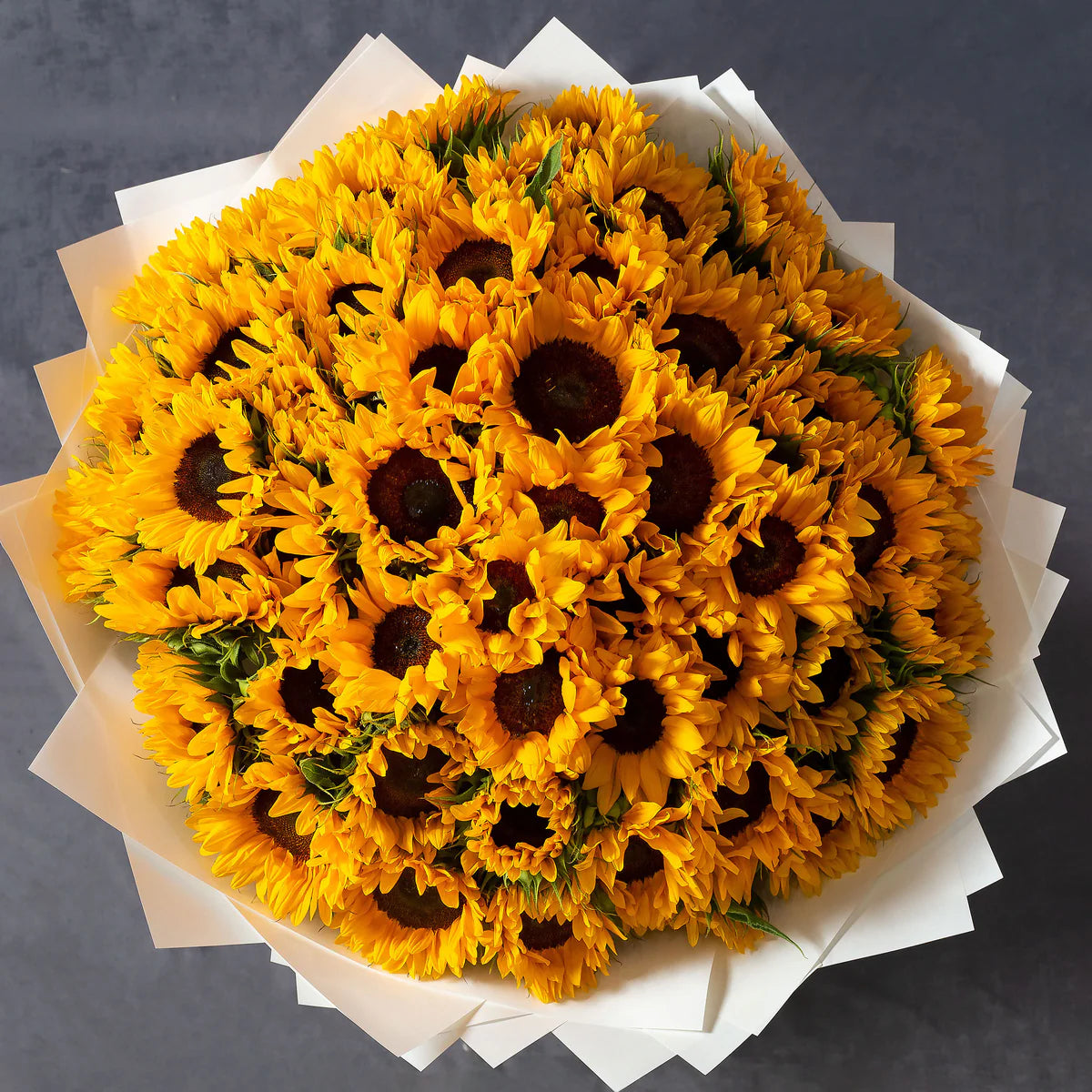 50 fresh sunflowers bouquet by Boutique De Fleurs available for same day flower delivery in Lahore