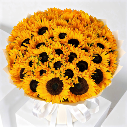 50 fresh sunflowers bouquet by Boutique De Fleurs available for same day flower delivery in Lahore