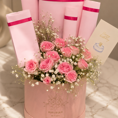 Pink rose hatbox