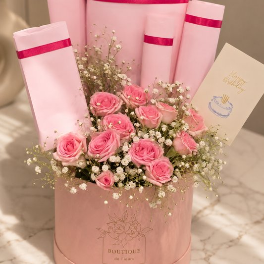 Pink rose hatbox
