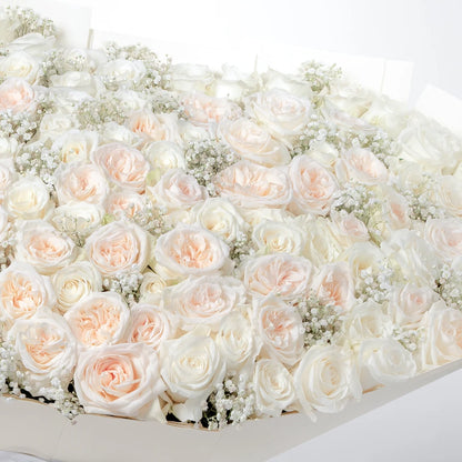 Amelia Grand Bouquet Side View – Timeless White Rose Arrangement | Boutique de Fleurs Lahore Pakistan