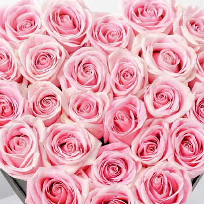 Valentine Pink Heart Box Top View – Romantic Pink Roses for Valentines Day | Boutique de Fleurs Lahore Pakistan