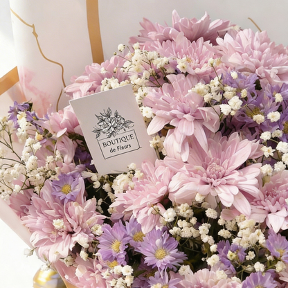 Lavender Serenity Bouquet Side View – Soothing Lavender Floral Arrangement | Boutique de Fleurs Lahore Pakistan