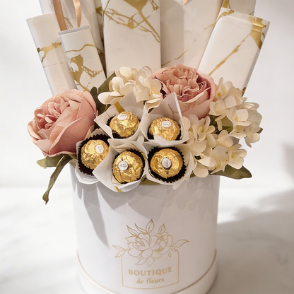Peach Bliss Treat Box Detail – Charming Peach Floral Anniversary Gift | Boutique de Fleurs Lahore Pakistan
