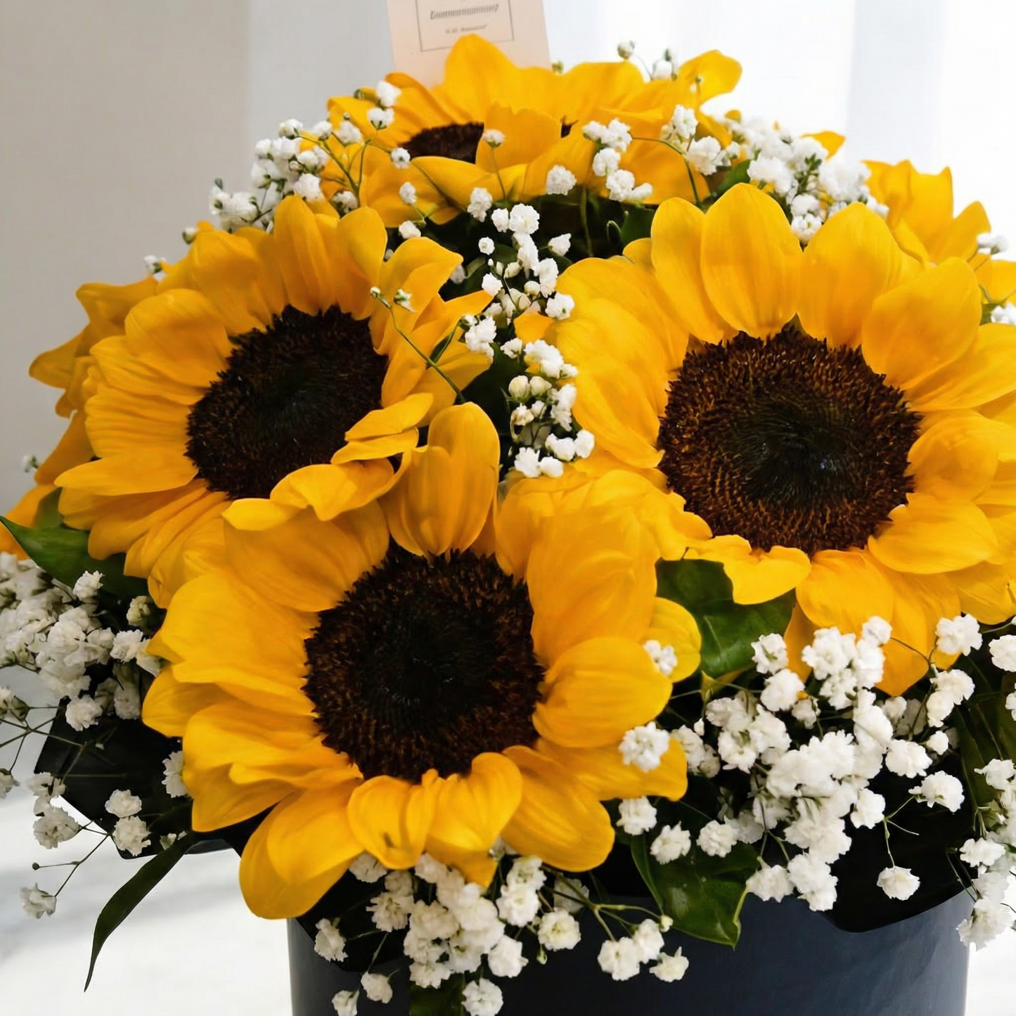 Golden Hour Sunflower Hatbox Side View – Bright Warm Sunflower Gift Hatbox | Boutique de Fleurs Lahore Pakistan
