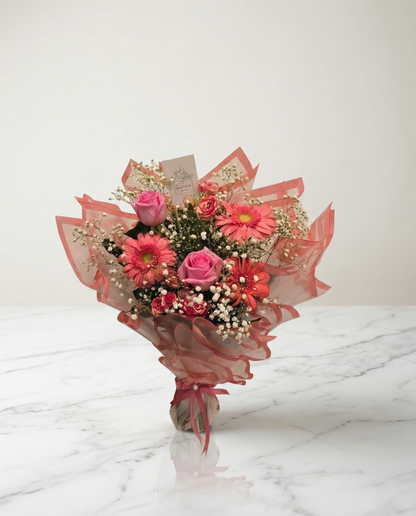 Pink Daisies Petal Bloom Bouquet – Soft Pink Daisies Romantic Floral Arrangement | Boutique de Fleurs Lahore Pakistan