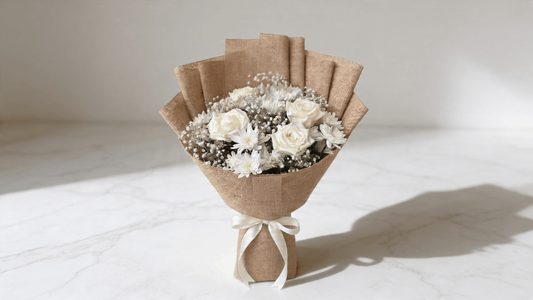 White Whisper Bouquet – Elegant White Rose Bouquet for Grace & Purity | Boutique de Fleurs Lahore Pakistan