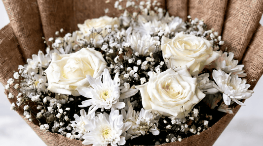 White Whisper Bouquet Side View – Timeless White Rose Arrangement | Boutique de Fleurs Lahore Pakistan