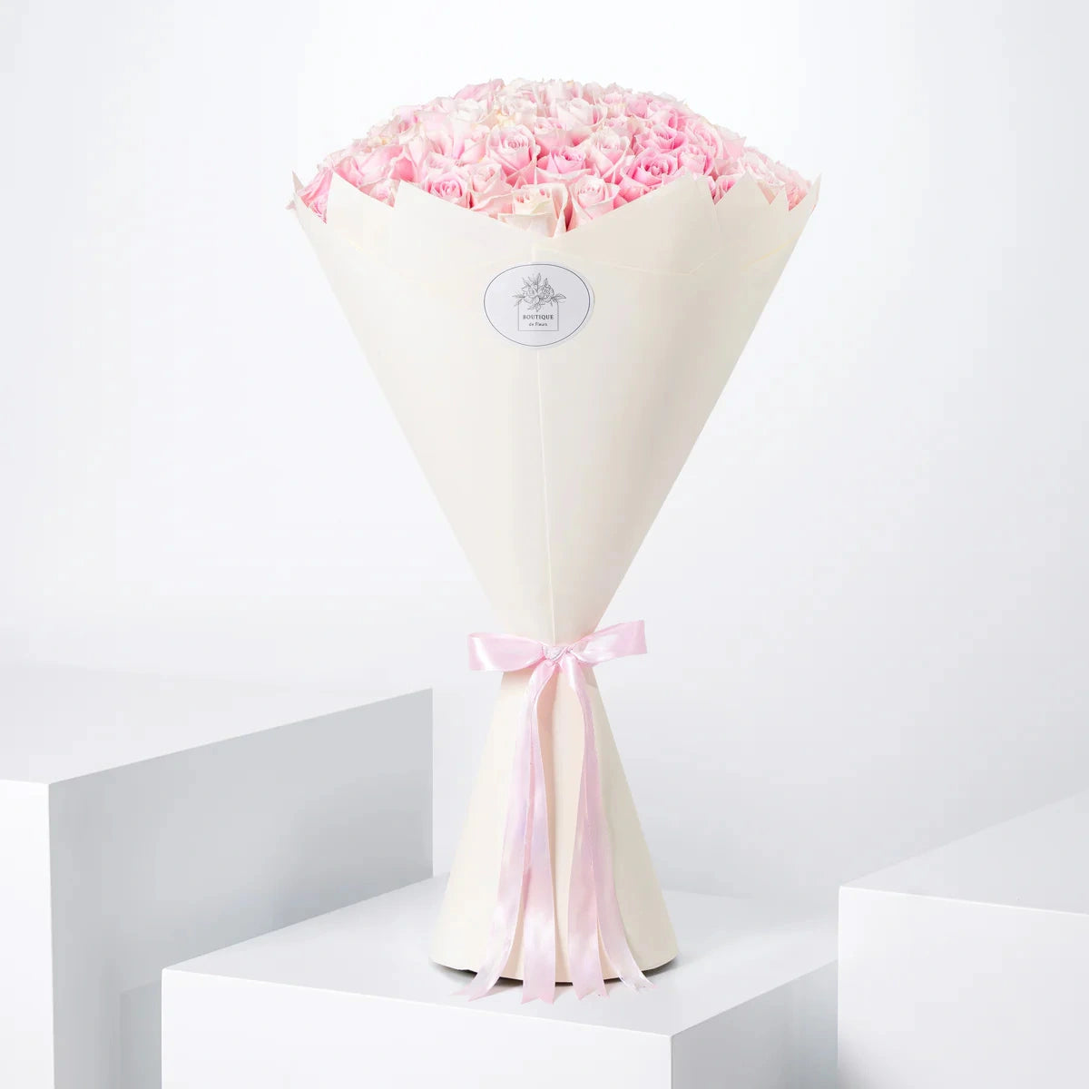 50 Pink Roses Bouquet – 50 Hand-Tied Long Stem Pink Roses | Flower Delivery Lahore Pakistan