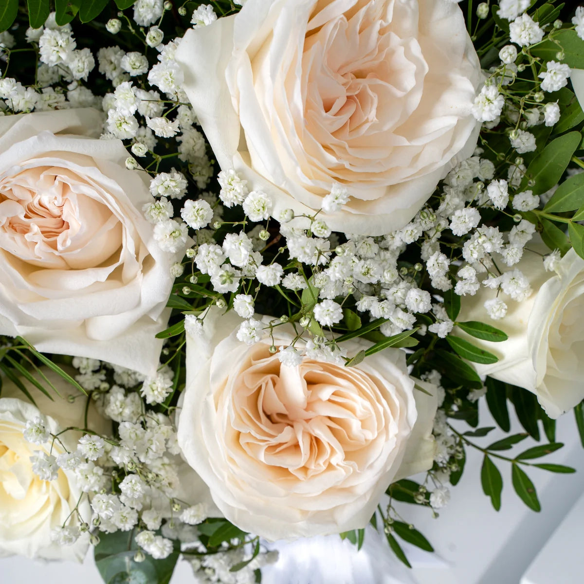 Pure Elegance Vase Side View – Classic White Rose Vase Arrangement Lahore Pakistan