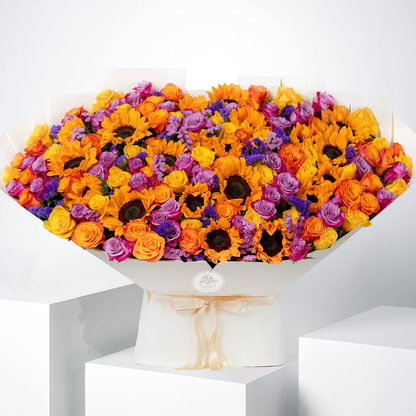 Vibrant Grand Bouquet Top View – VIP Birthday Flower Bouquet Lahore Pakistan